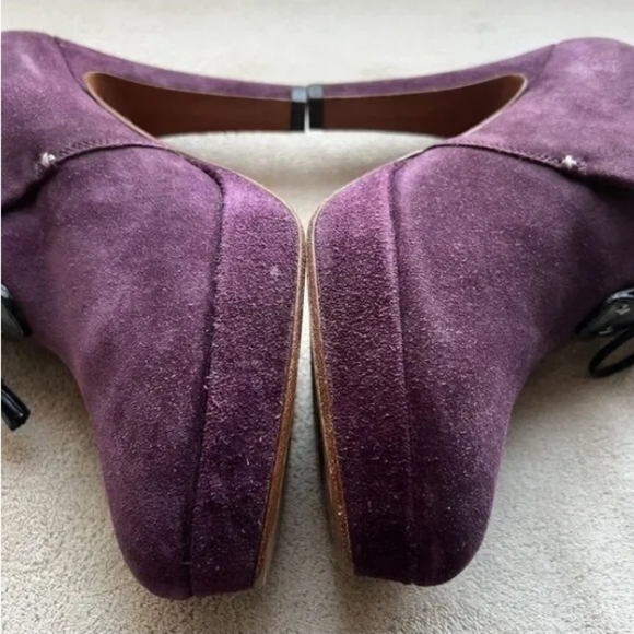 Purple suede lace up ankle high heels - Picture 9 of 10